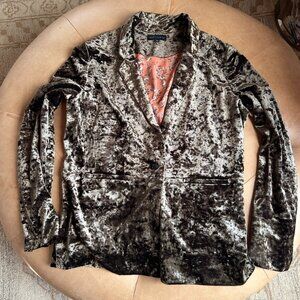 Velvet Blazer Crushed Velvet Tailored Jacket Muted Olive women L Sanctuary